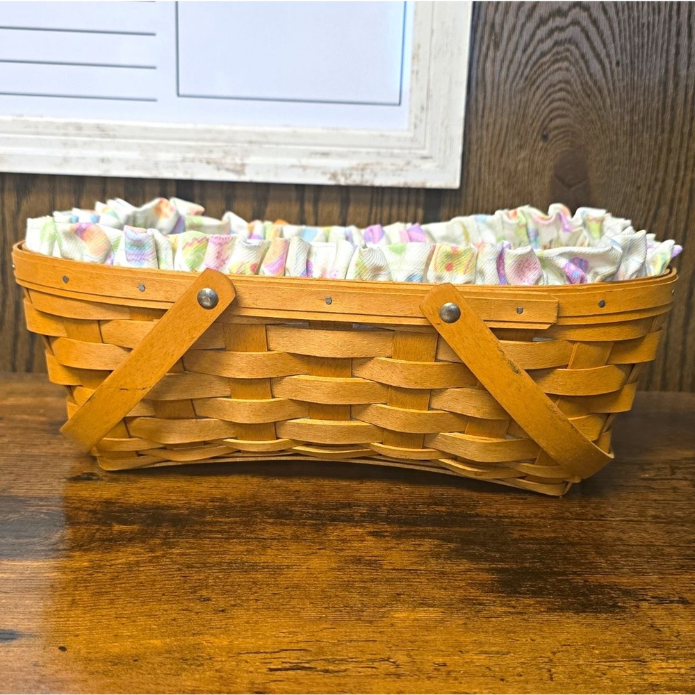 Longaberger 2005 Edition Small Woven Basket Swing Handles Liner Protector